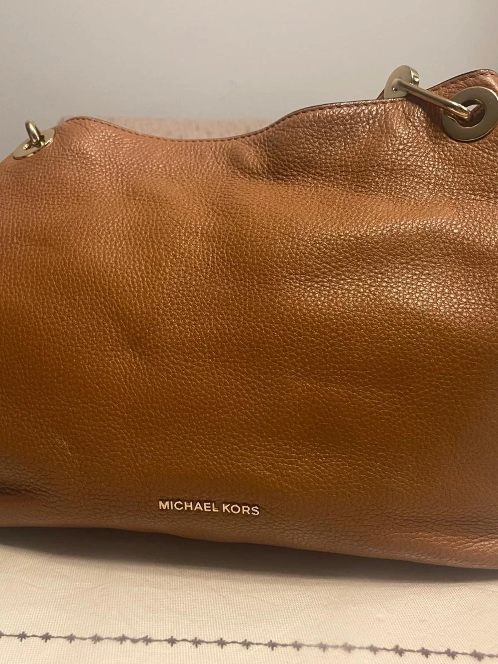 Michael Kors Cognac Pebbled Leather Shoulder Bag